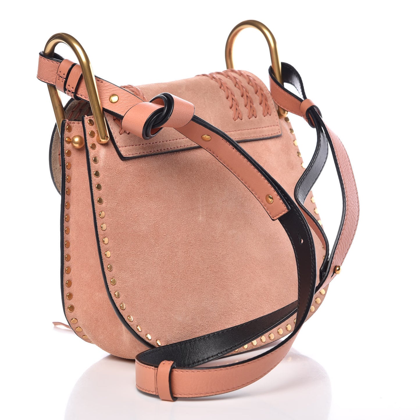 Suede Braided Small Hudson Shoulder Bag Sheer Pink