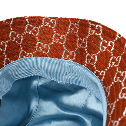 Gucci Canvas Lame GG Monogram Bucket Hat M Burnt Orange Silver 9 of 9