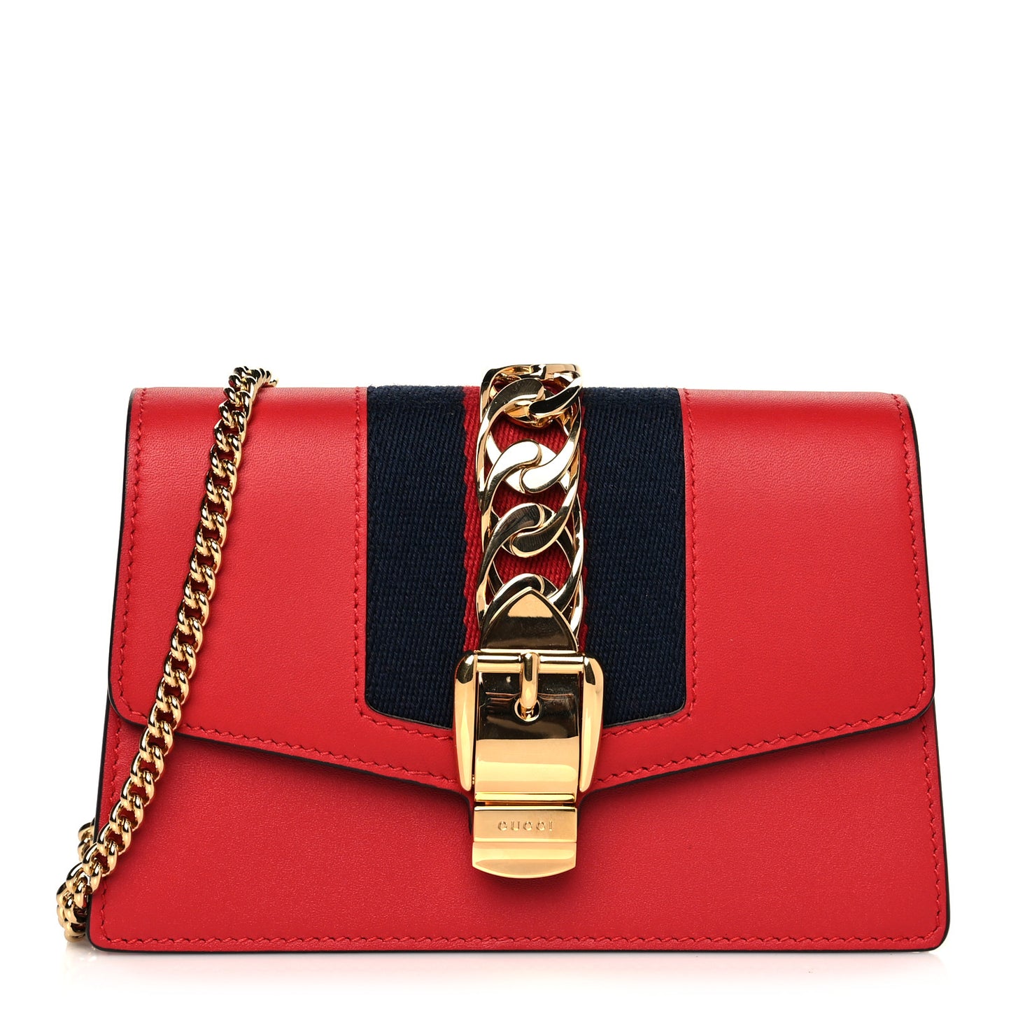 Calfskin Super Mini Sylvie Chain Shoulder Bag Hibiscus Red