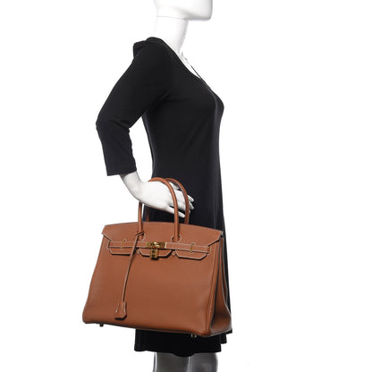 Hermes Togo Verso Birkin 35 Gold Geranium 2 of 28