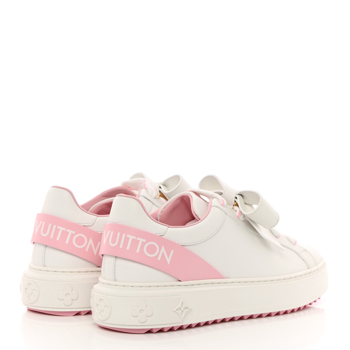 Calfskin Time Out Bow Sneakers 37 White Pink