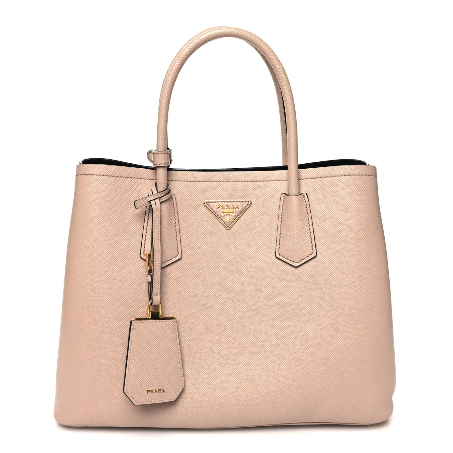 Saffiano Cuir Medium Double Bag Cammeo Black