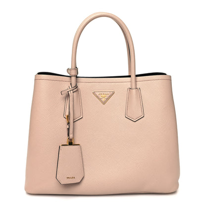 Prada Saffiano Cuir Medium Double Bag Cammeo Black 1 of 11