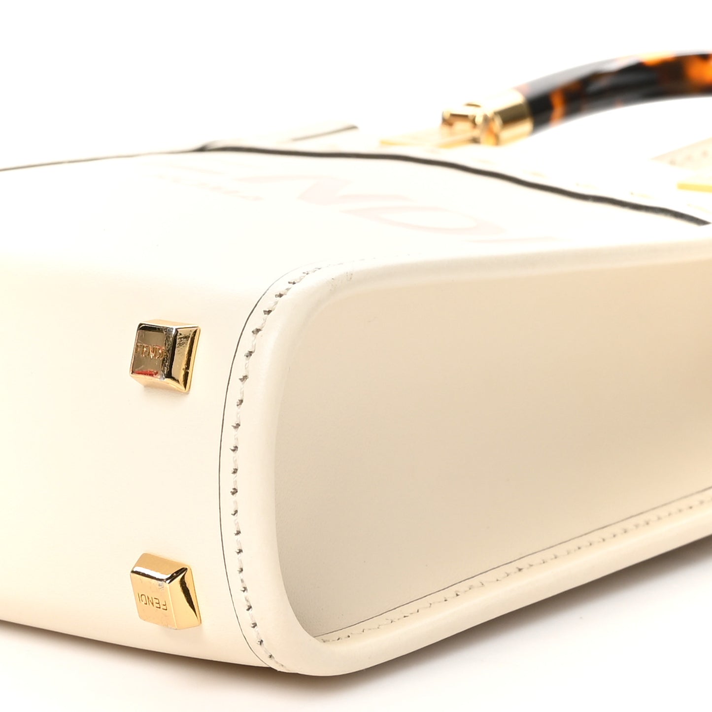 Vitello King Plexiglass Logo Embossed Mini Fendi Sunshine Shopper Tote White Ice