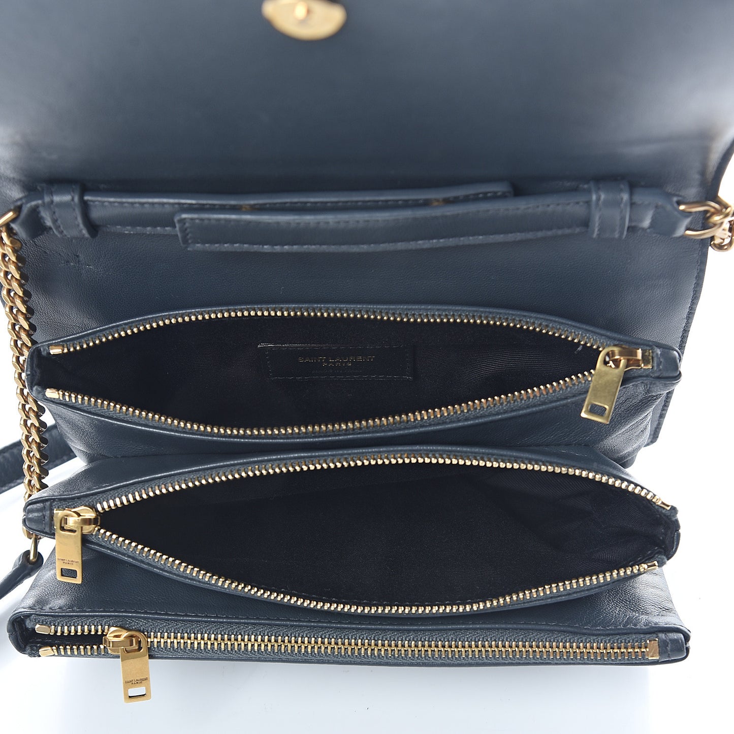 Lambskin Diamond Quilted Monogram Angie Chain Bag Dark Smog