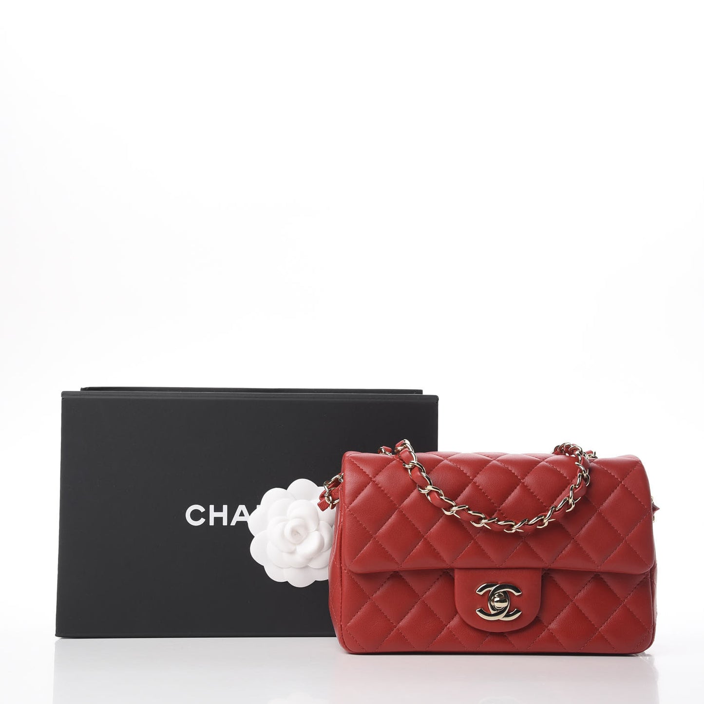 Lambskin Quilted Mini Rectangular Flap Red