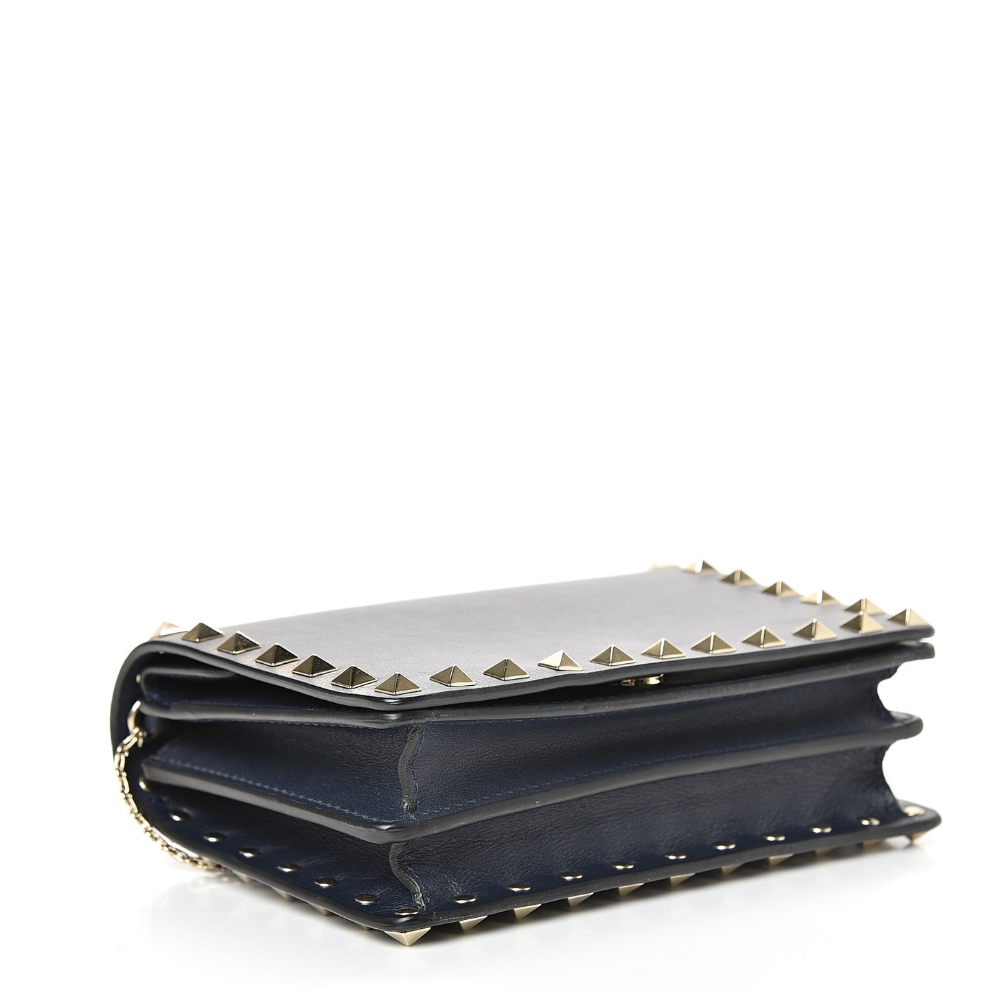 Vitello Rockstud Wallet on Chain Navy