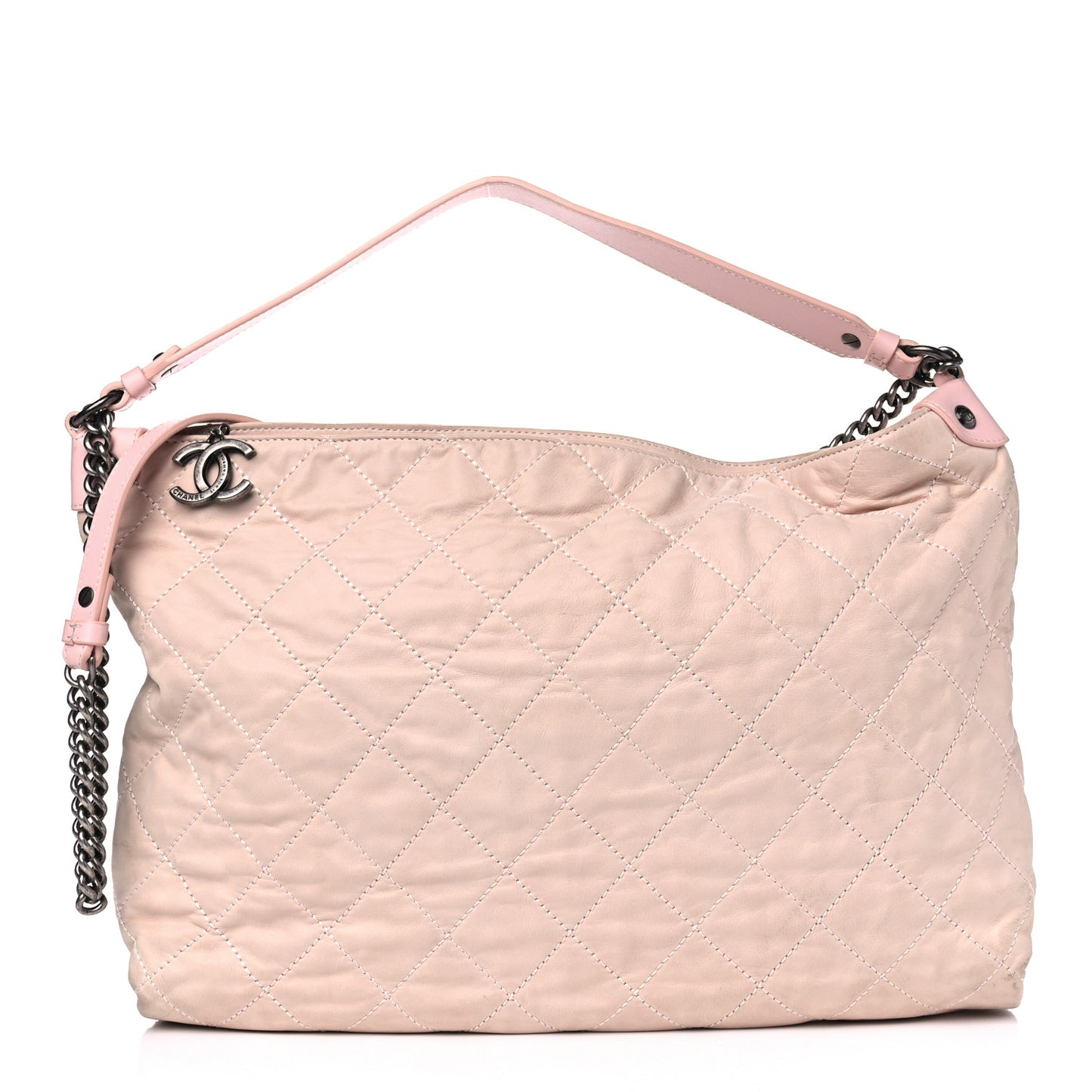 Iridescent Calfskin Quilted Coco Daily Hobo Rose Clair