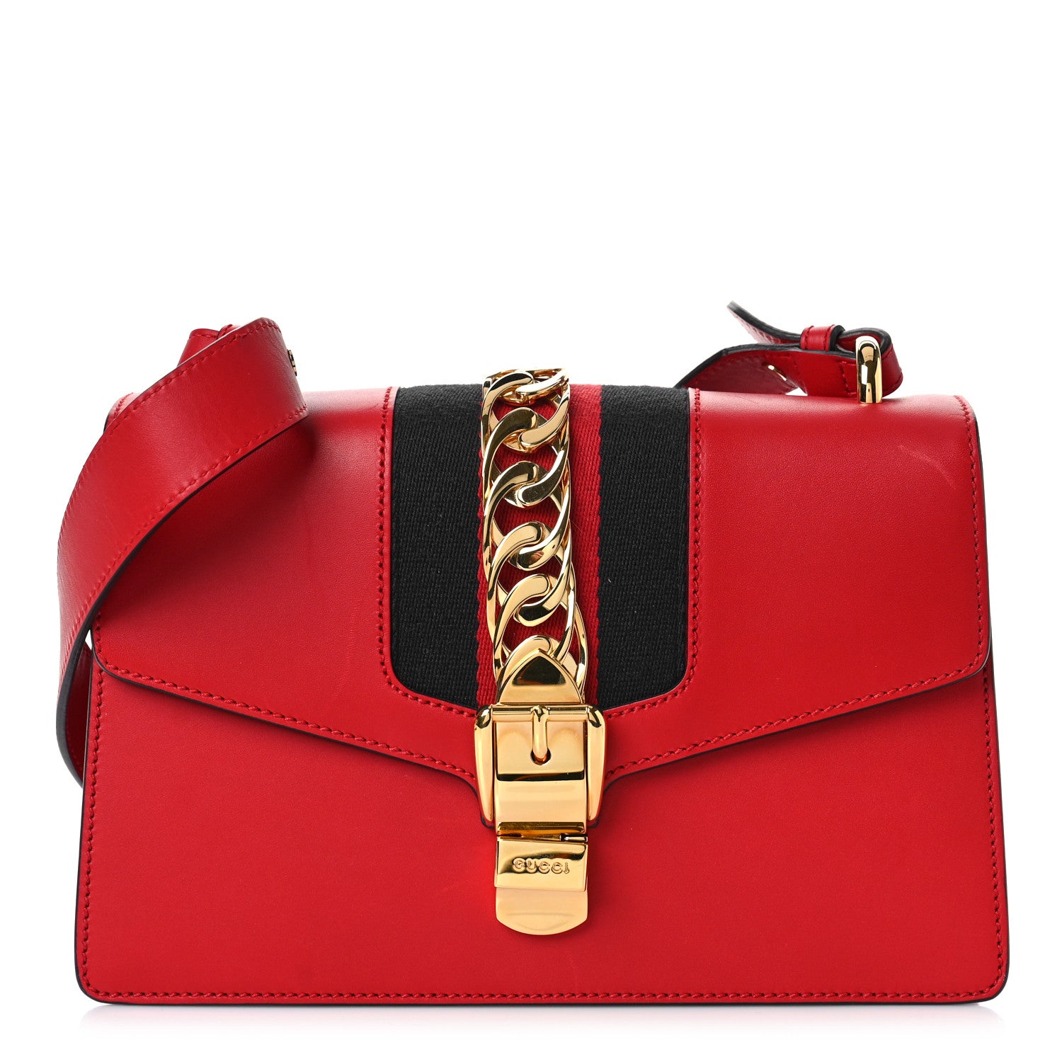 Gucci Calfskin Small Sylvie Shoulder Bag Hibiscus Red 1 of 8