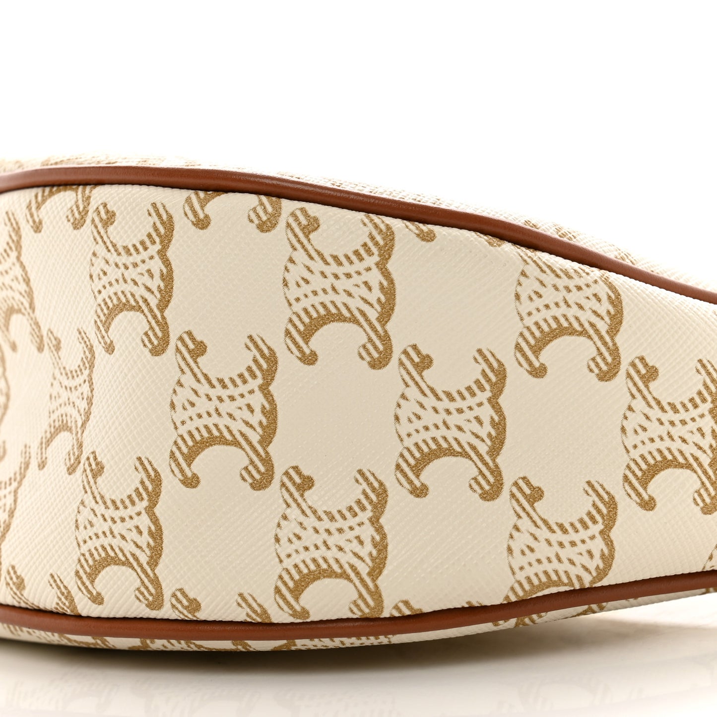 Canvas Calfskin Ava Triomphe Shoulder Bag White