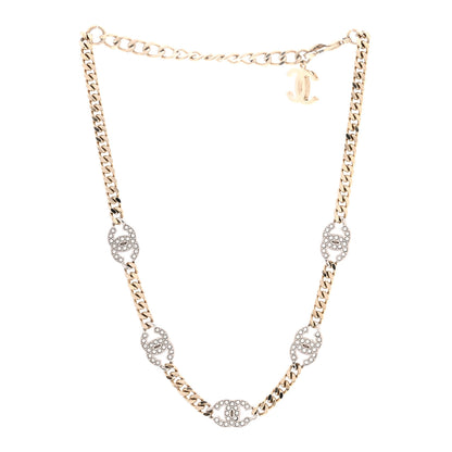 Chanel Crystal Chain CC Choker Gold Silver 3 of 7