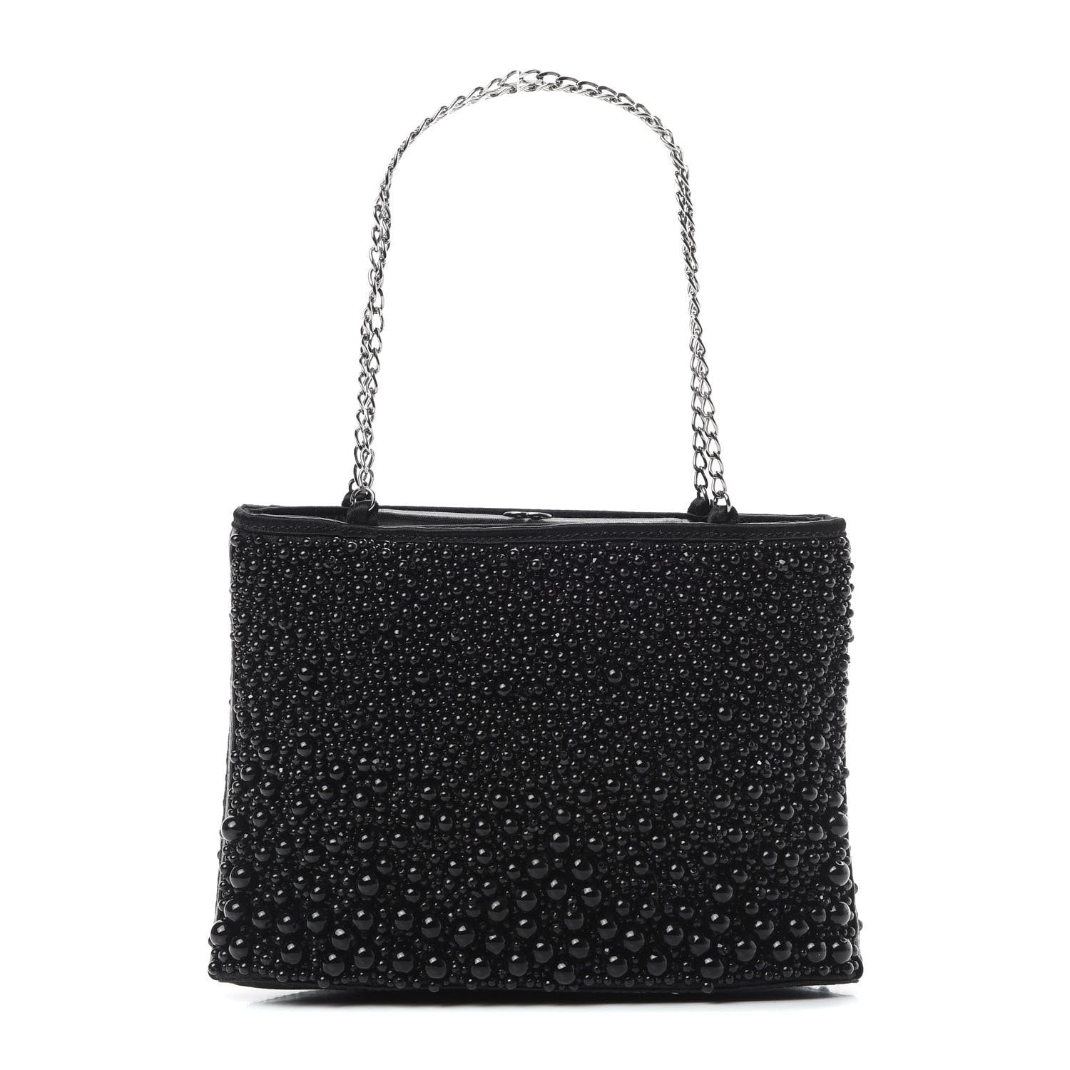Chanel Satin Beaded CC Evening Bag Black 1 of 12