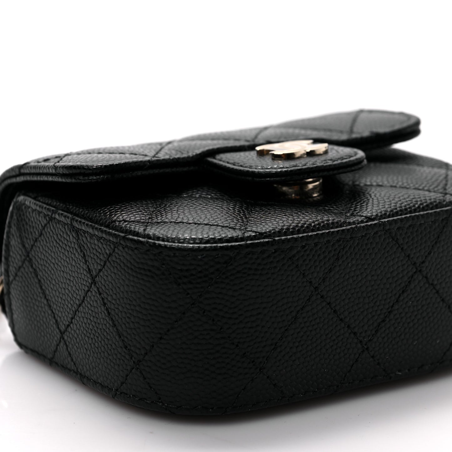 Caviar Quilted Mini Clutch With Chain Black