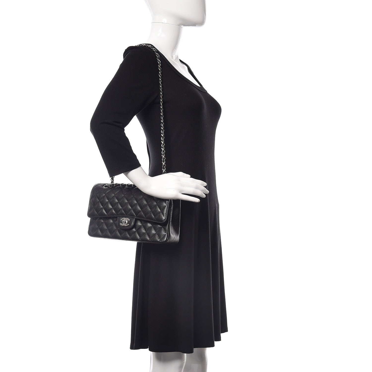 Chanel Caviar Quilted Medium Double Flap Black 2 of 10