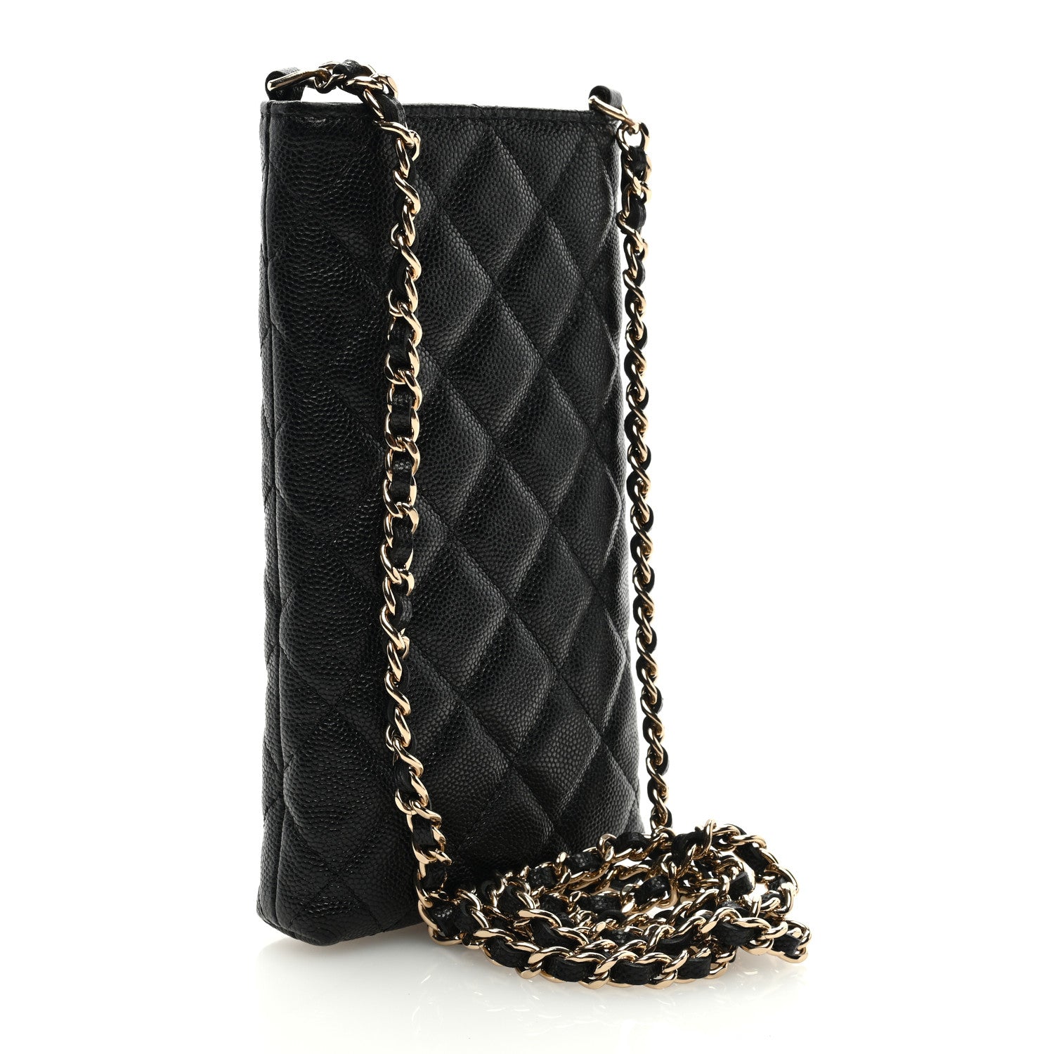 Chanel Caviar Quilted French New Wave Phone Holder With Chain Black 3 of 9
