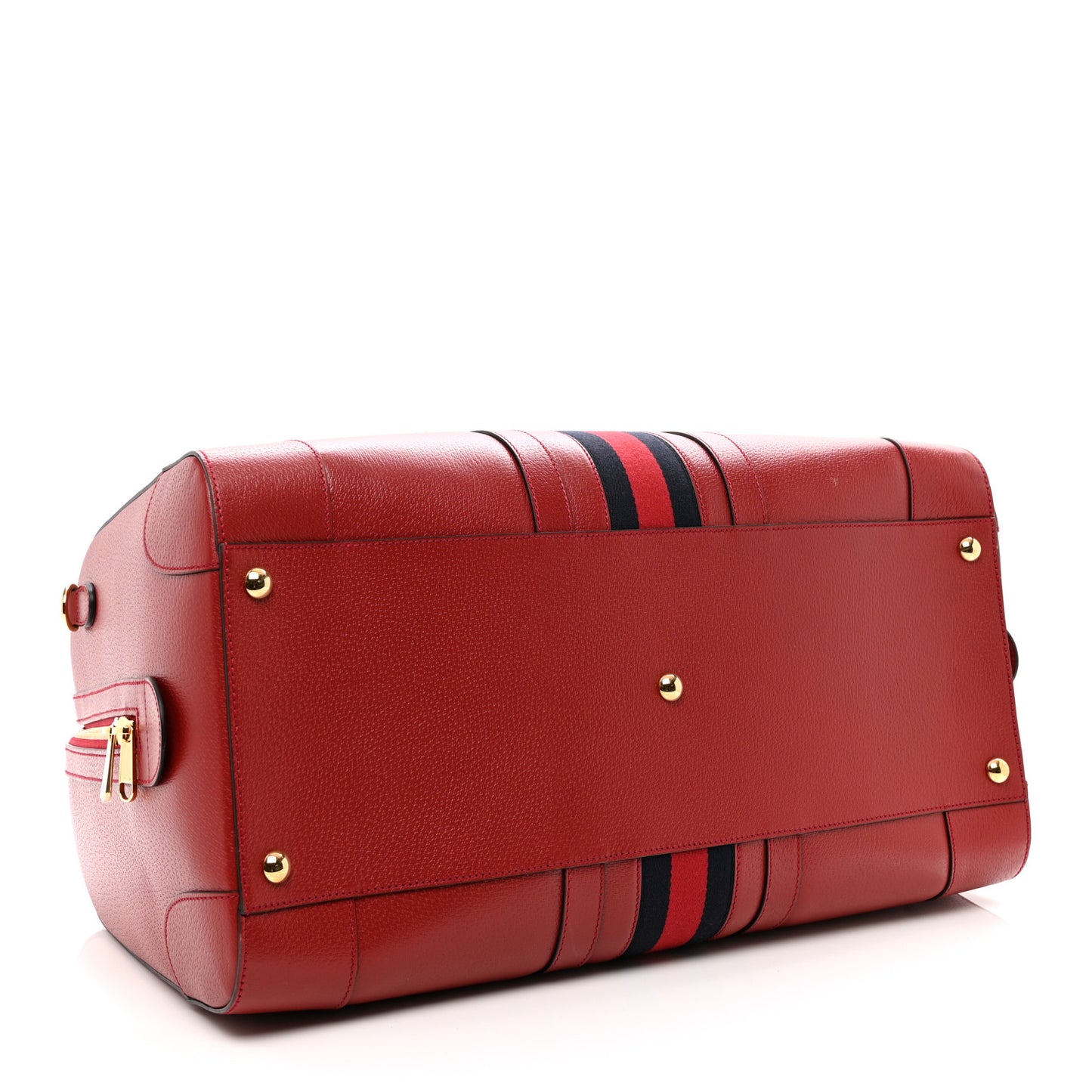 Textured Dollar Calfskin Web Large Duffle Bag Red