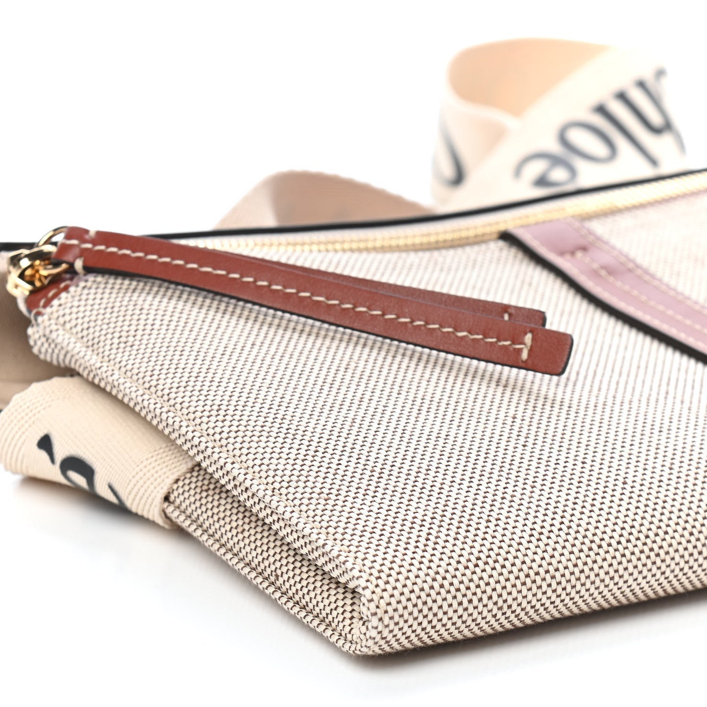 Cotton Calfskin Woody Belt Bag Beige Brown