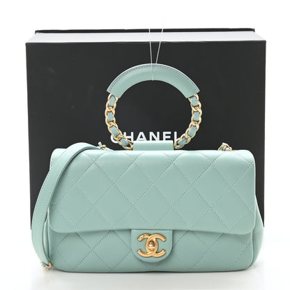Chanel Lambskin Quilted Medium In The Loop Handle Flap Bag Light Blue 11 of 11