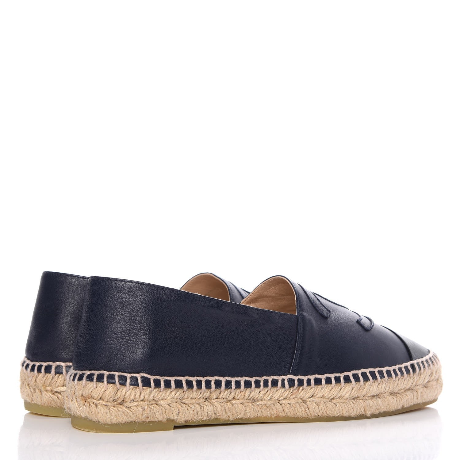 Chanel Lambskin CC Espadrilles 38 Navy Black 4 of 10