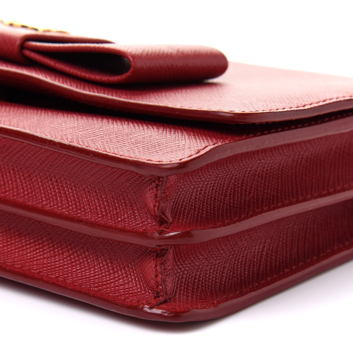 Prada Saffiano Fiocco Bow Flap Wallet Fuoco 10 of 10
