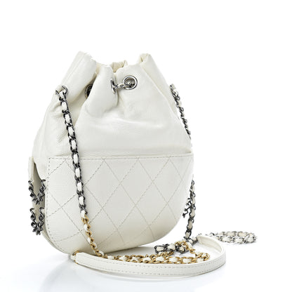 Chanel Aged Calfskin Quilted Small Gabrielle Bucket White 2 of 10