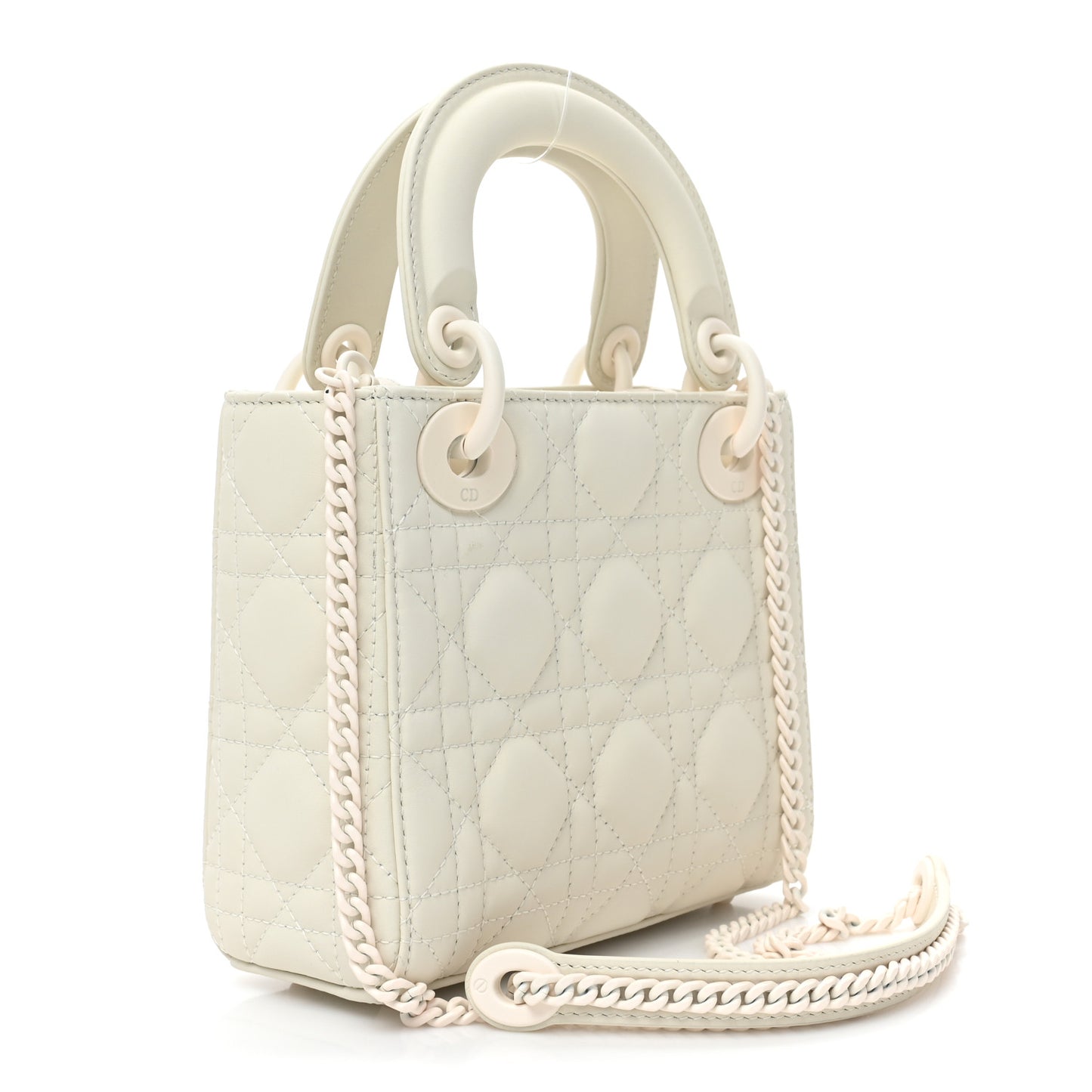 Ultra Matte Calfskin Cannage Mini Lady Dior White