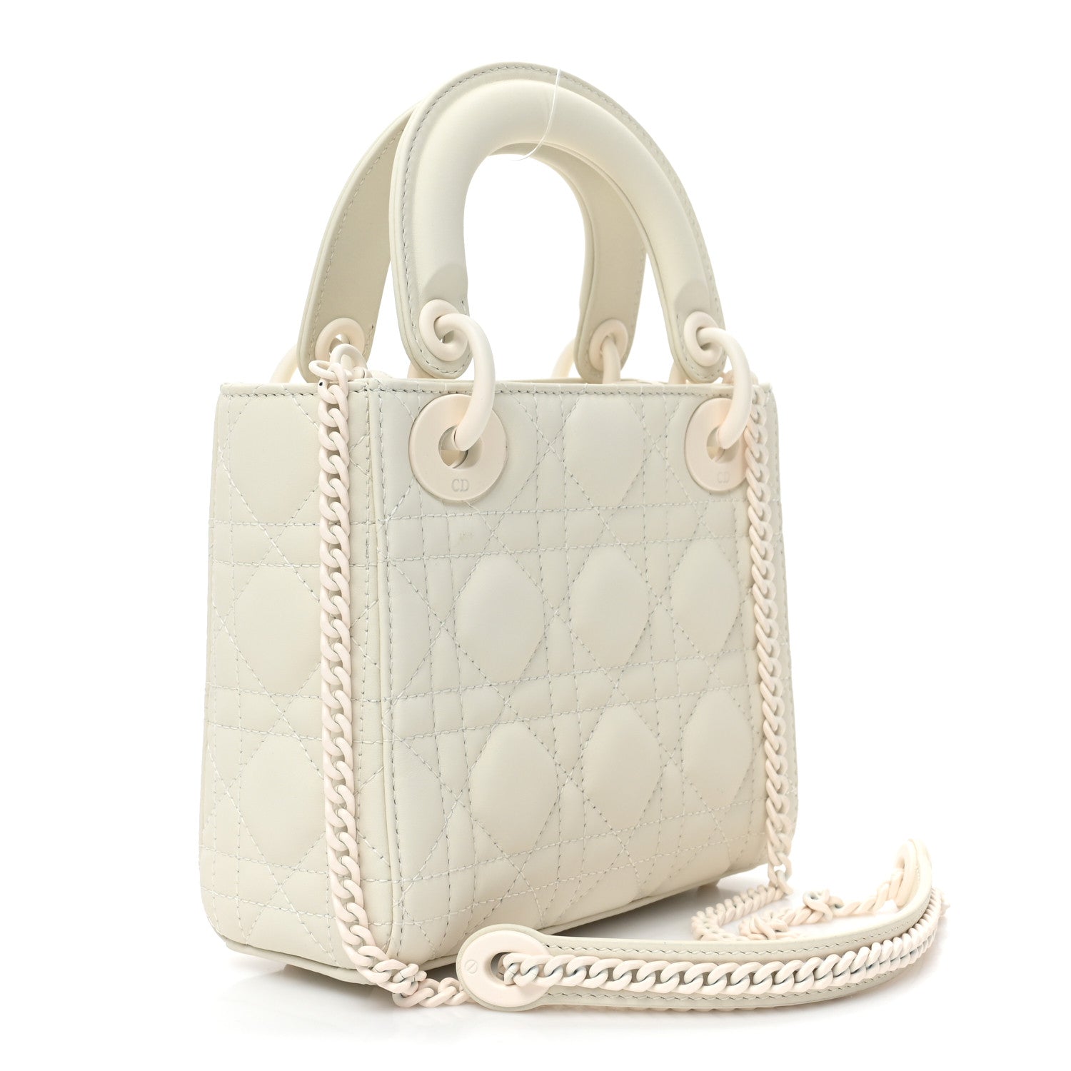 Christian Dior Ultra Matte Calfskin Cannage Mini Lady Dior White 2 of 10