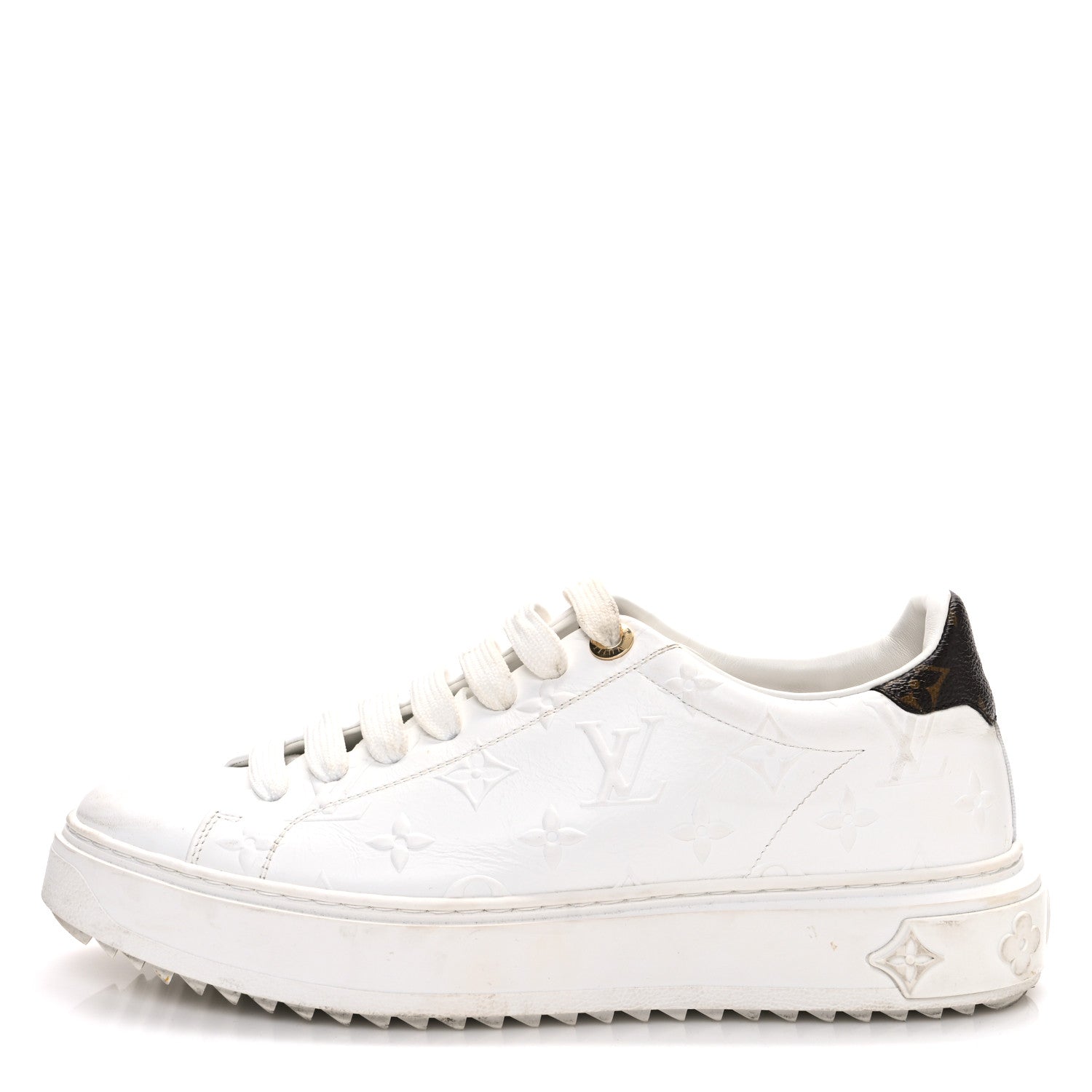 Louis Vuitton Lambskin Embossed Monogram Time Out Sneakers 39 White 1 of 13