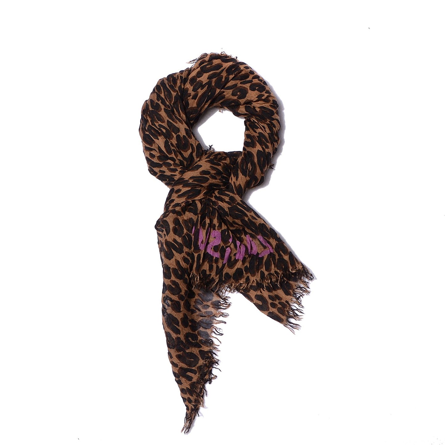 Cashmere Silk Leopard Stole Brown