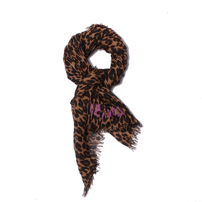Louis Vuitton Cashmere Silk Leopard Stole Brown 1 of 6
