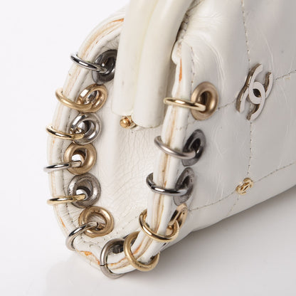 Chanel Calfskin Square Quilted Grommet Embellished Piercing Chic Clutch White 14 of 18