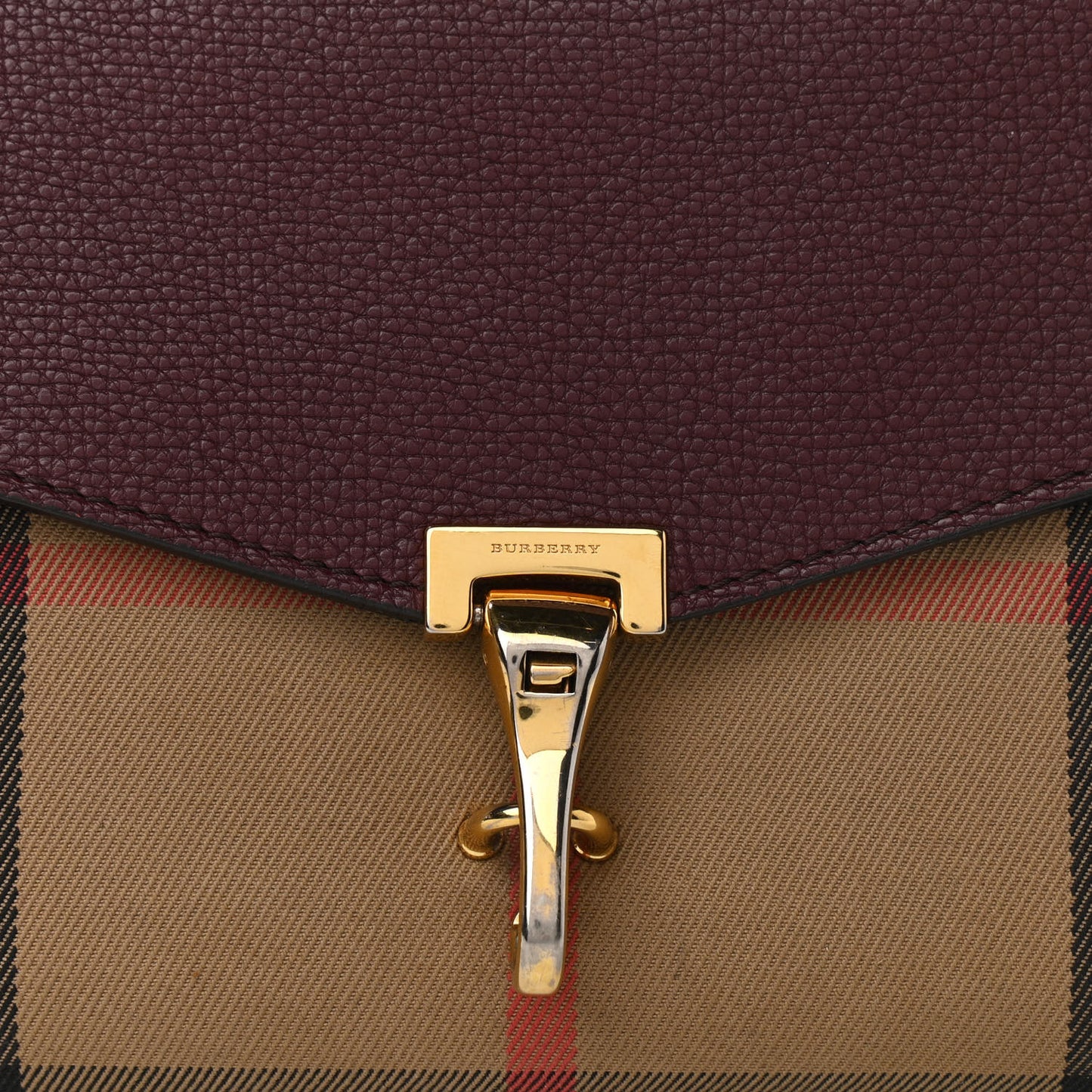 Derby Calfskin House Check Small Macken Crossbody Bag Mahogany Red