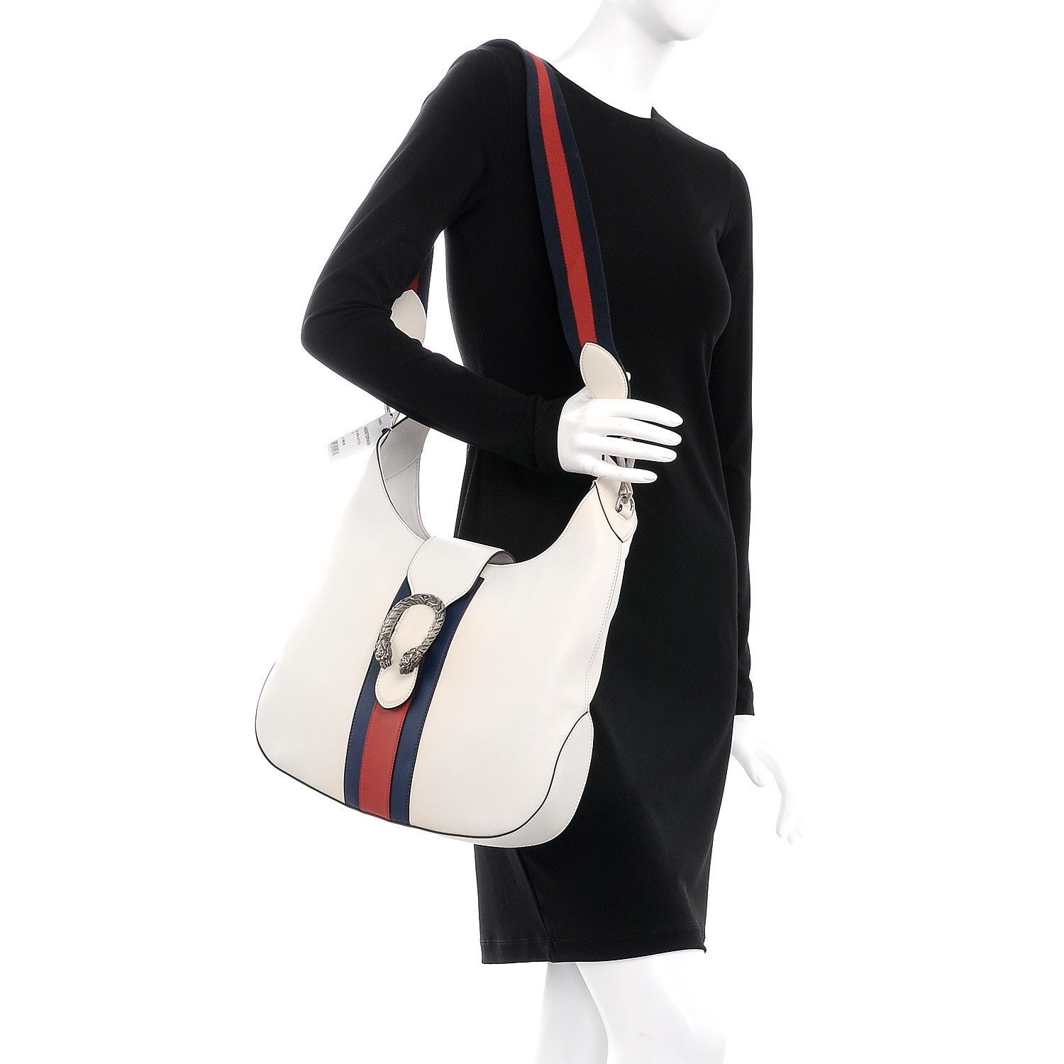 Gucci Calfskin Web Stripe Medium Dionysus Hobo White 2 of 8