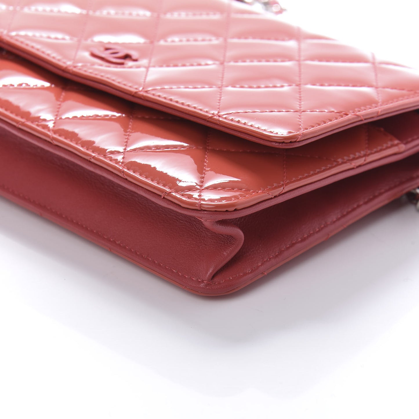 Patent Quilted Wallet On Chain WOC Coral