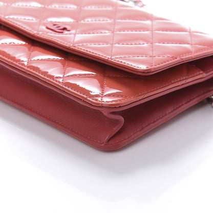 Chanel Patent Quilted Wallet On Chain WOC Coral 7 of 12