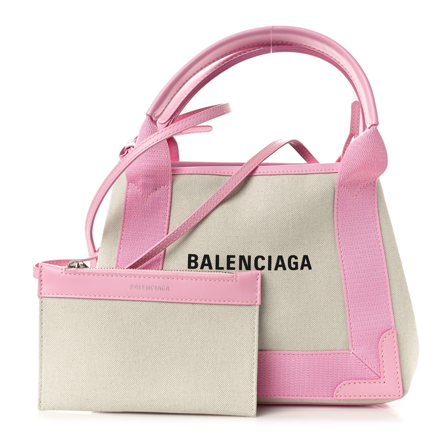 Cotton Canvas Satin Calfskin Navy Cabas XS Natural Pink