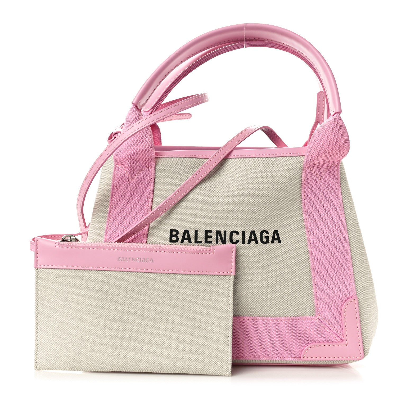 Balenciaga Cotton Canvas Satin Calfskin Navy Cabas XS Natural Pink 3 of 11