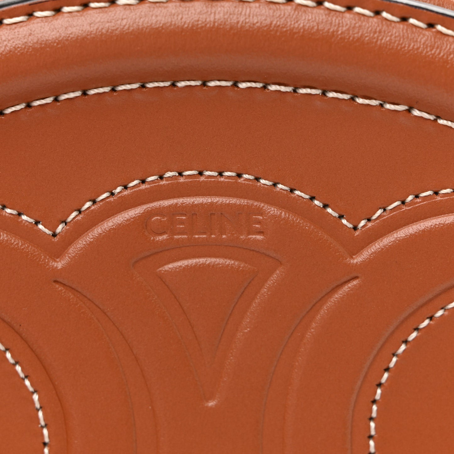 Smooth Calfskin Cuir Small Triomphe Oval Crossbody Purse Tan