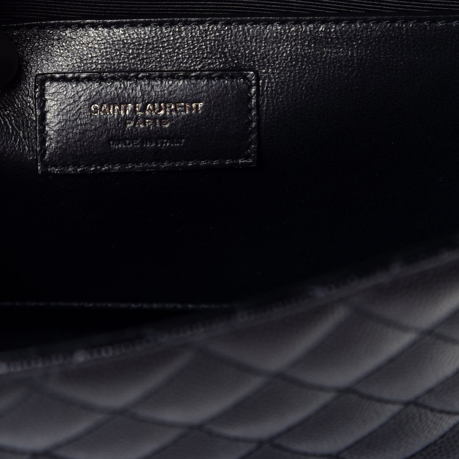 Saint Laurent Grain De Poudre Textured Mixed Matelasse Triquilt Medium Monogram Satchel Black 6 of 8