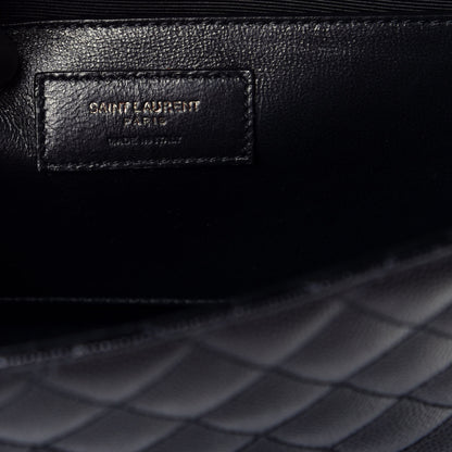 Saint Laurent Grain De Poudre Textured Mixed Matelasse Triquilt Medium Monogram Satchel Black 6 of 8