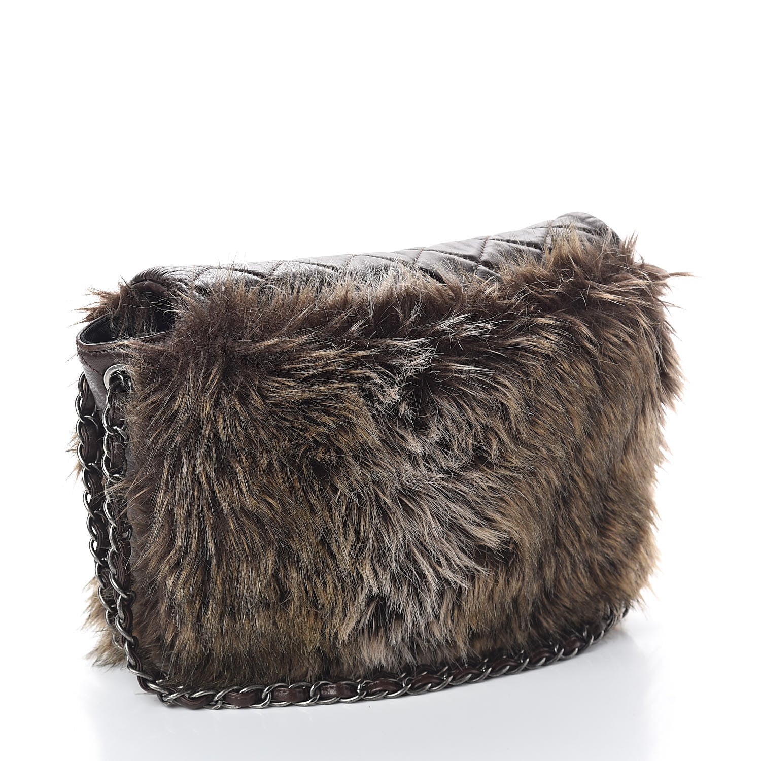 Chanel Lambskin Quilted Fantasy Fur Flap Brown 3 of 9