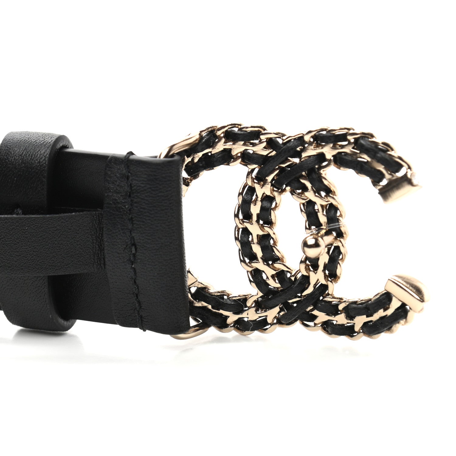 Chanel Calfskin Crystal CC Chain Belt 75 30 Black 3 of 8