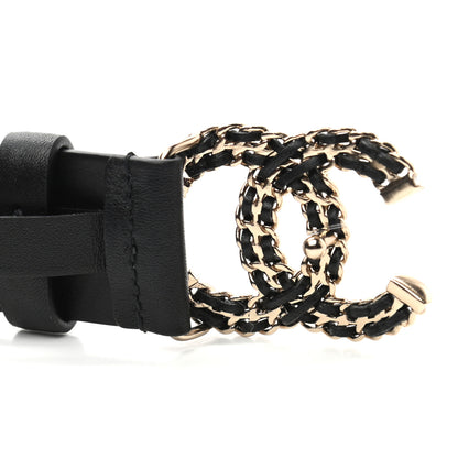 Chanel Calfskin Crystal CC Chain Belt 75 30 Black 3 of 8