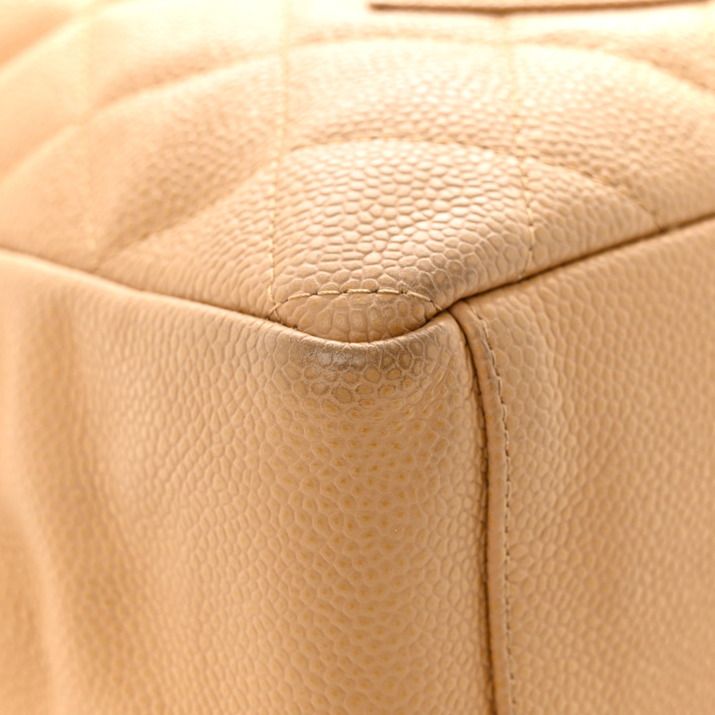 Caviar Quilted Petit Shopping Tote PST Dark Beige