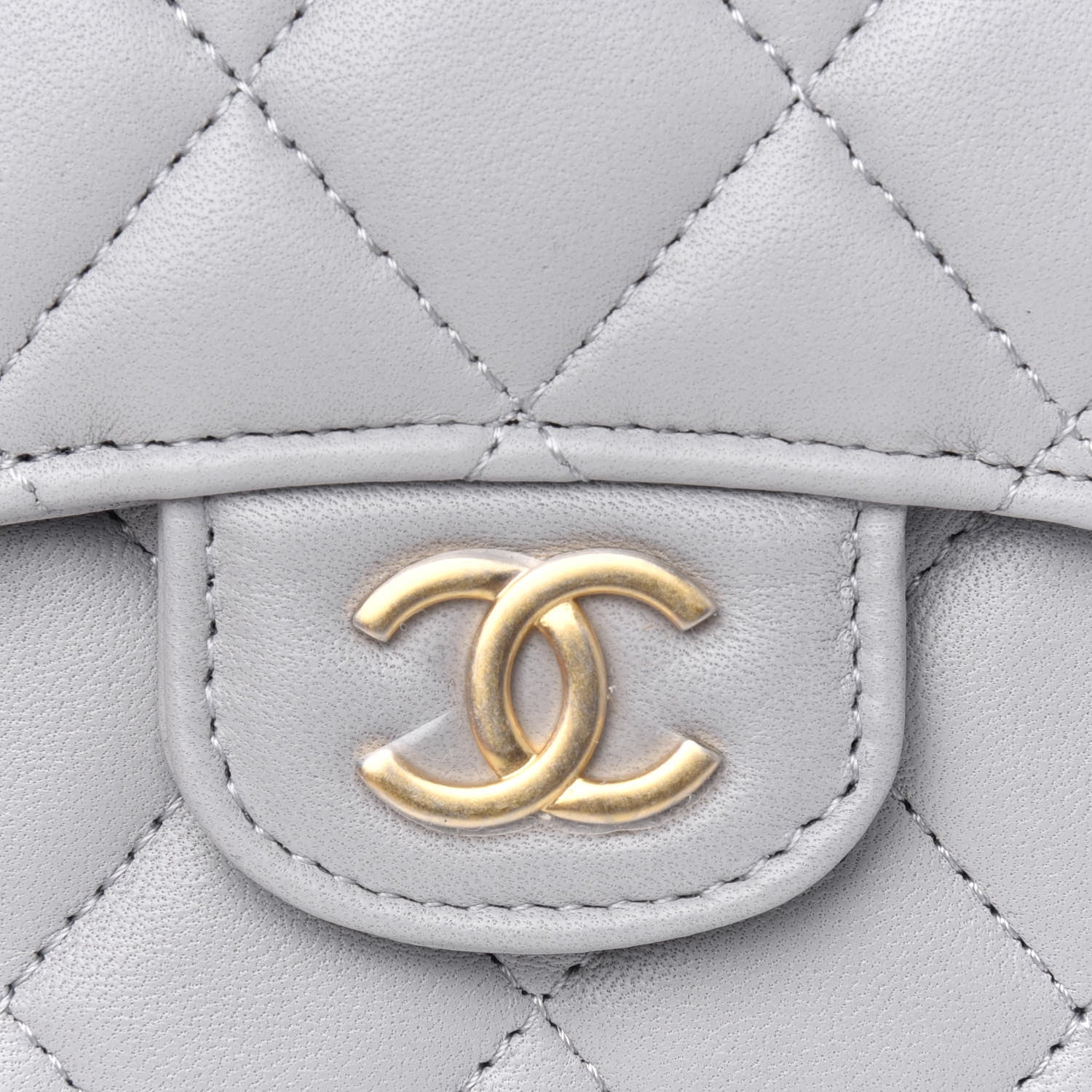 Chanel Lambskin Quilted Top Handle Flap Coin Purse With Chain Grey 5 of 5