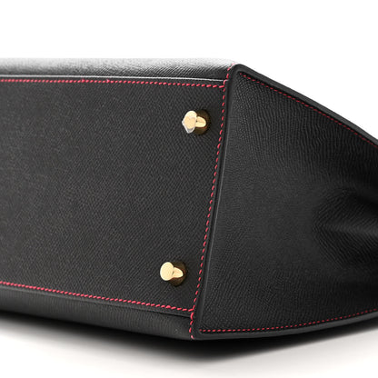 Hermes Epsom Horseshoe Kelly Sellier 28 Black Rouge Grenat 10 of 11