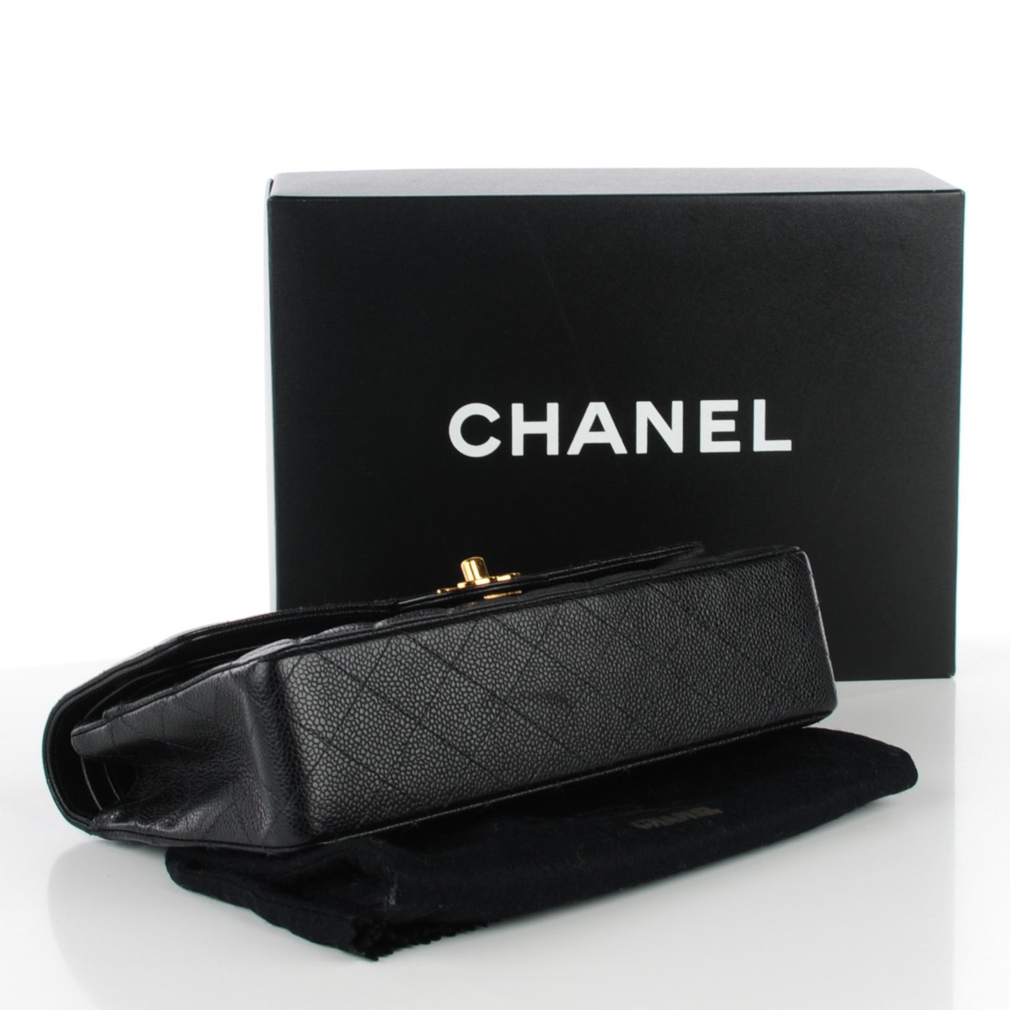 Caviar Quilted Medium Double Flap Black