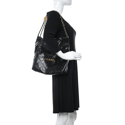 Chanel Shiny Calfskin Quilted Small Chanel 22 Black 2 of 12