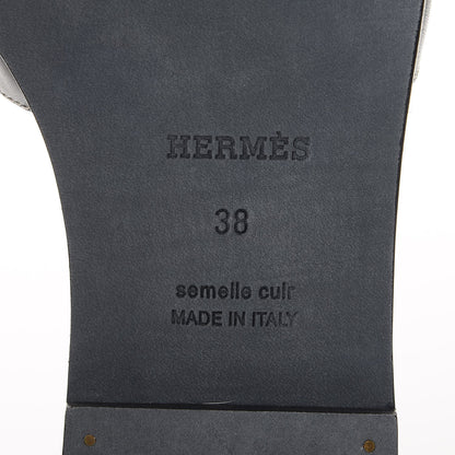 Hermes Box Calfskin Oran Sandals 38 Black 6 of 14