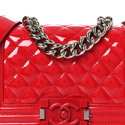 Chanel Patent Calfskin Quilted Small Plexiglass Boy Flap Red 7 of 12